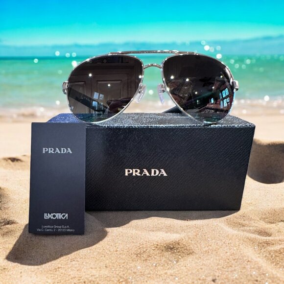 PRADA Polarized Men/Women Aviator Sunglasses - Picture 4 of 4